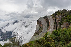 Pillar rocks with blue sky and clouds