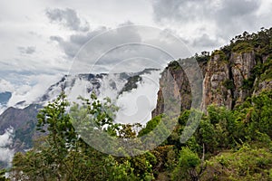 Pillar rocks with blue sky and clouds