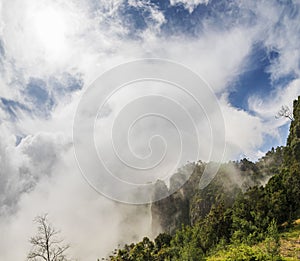 Pillar Rocks of Kodaikanal covered under dense mist
