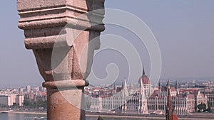 A pillar stands over the Danube River in Budapest - EUROPE - HUNGARY