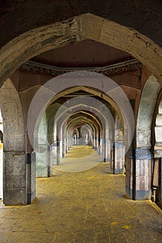 Pillared Corridor, Jejuri temple of Lord Khandoba, Pune District, Maharashtra, India