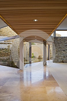 Pillared Walkway Of Modern House