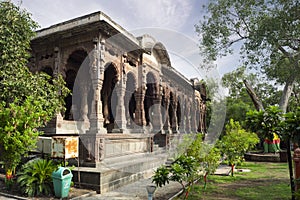 Pillars & Arches of Krishnapura Chhatri, Indore, Madhya Pradesh. Indian Architecture. Ancient Architecture of Indian temple