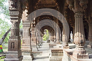 Pillars & Arches of Krishnapura Chhatri, Indore, Madhya Pradesh. Indian Architecture. Ancient Architecture of Indian temple