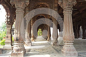 Pillars & Arches of Krishnapura Chhatri, Indore, Madhya Pradesh. Indian Architecture. Ancient Architecture of Indian temple