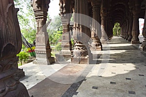 Pillars & Arches of Krishnapura Chhatri, Indore, Madhya Pradesh. Indian Architecture. Ancient Architecture of Indian temple