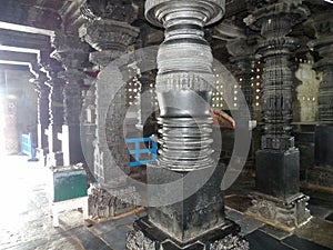 Pillars of Chenna Keshava temple at Belur photo