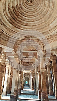 Pillars and dome of historic heritage site in India