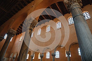 Pillars of Euphrasian Basilica in Porec, UNESCO world heritage site, Croatia