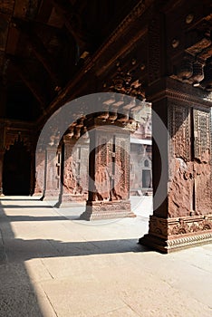 Pillars at Fort Agra in India photo