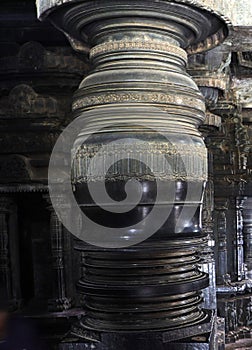 Pillars in Halebeedu temple, Karnataka, India