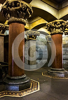 Pillars and interesting architecture inside City Hall, Philadelphia, Pennsylvania.