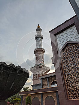 pillars of the mosque for the loudspeaker of the call to prayer