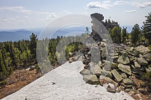 Pillars on Mount Zelenaya. Sheregesh, Russia