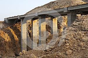 Pillars of a new highway bridge