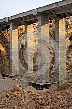 Pillars of a new highway bridge