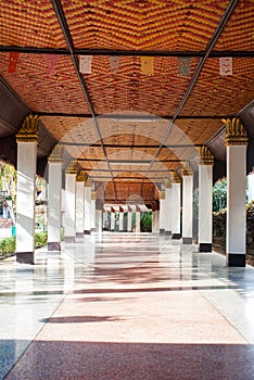 Pillars in Wang Wiwekaram temple, Sangkla buri