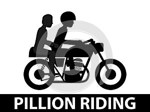 Pillion riding black and white