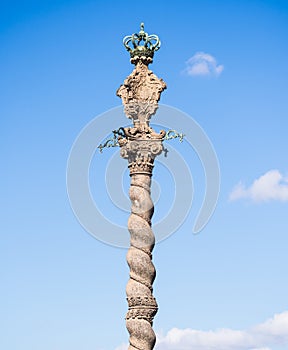 Pillory column at Porto Cathedral square in historical center of