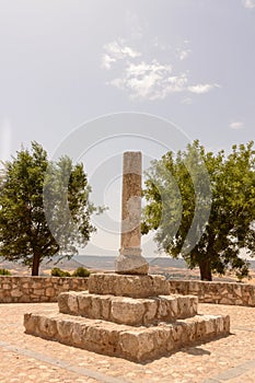 Pillory of Hita Stone Column Medieval Style Old Wall Entrance. July 23, 2019. Hita Guadalajara Castilla La Mancha. Spain. Travel