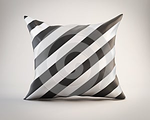 Pillow with black and white stripes. 3d.