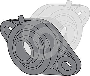 pillow block bearing type UCFL, vector icon 3D design, on white background