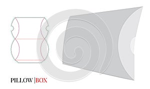 Pillow Box Template, Vector with die cut / laser cut layers. Gift Box. White, blank, clear, isolated on white background