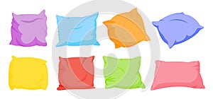 Pillow color cushion rainbow cartoon set vector