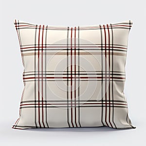 Photorealistic Plaid Pillow With Black And Red Stripes photo