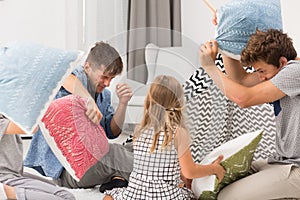 Pillow fight with children