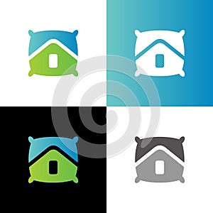 Pillow house logo icon design, home and pillow symbol, flat style vector illustration