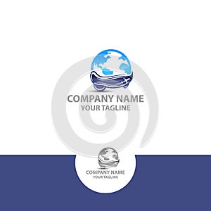 Template desain logo vektor. pesawat dan bantal. Simbol konsep kreatif untuk hotel, Hostel, perjalanan, sewa perumahan, real photo