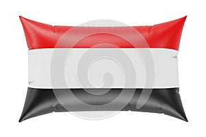 Pillow with Yemeni flag. 3D rendering