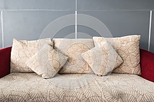 Pillows on comfortable sofa.