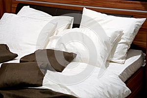 Pillows on a contemporary bed photo