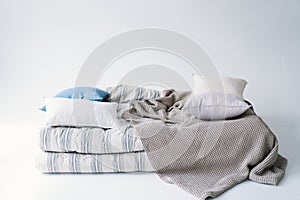 Pillows and mattress on a white background