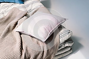 Pillows and mattress on a white background