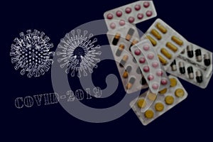 Pills against the virus Coronavirus or COVID-19 concept. Virus Pandemic Protection, Coronavirus COVID-19