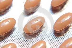 Pills in blister pack. Capsules and tablets are packaged in blisters