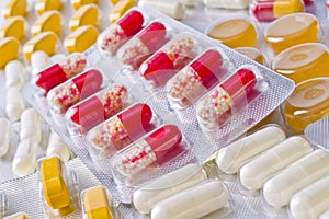 Pills in blister pack closeup