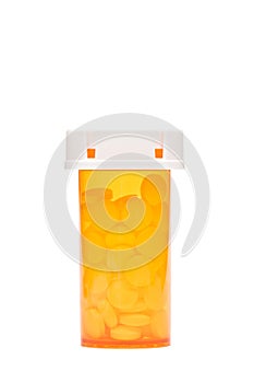 Pills in bottle isolated photo