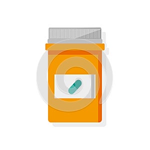 Pills bottle. Isolated flat illustration. Vector healthcare, medicine