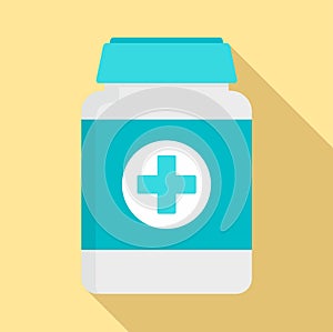 Pills box for pet icon, flat style