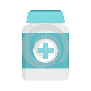 Pills box for pet icon, flat style