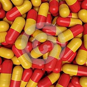 Pills capsule background, 3D rendering