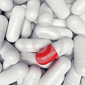 Pills capsule background, 3D rendering