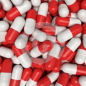 Pills capsule background, 3D rendering