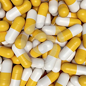 Pills capsule background, 3D rendering