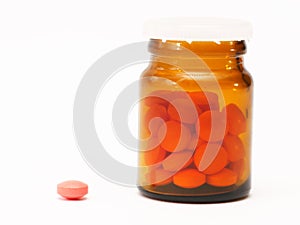 Pills, capsules on blue background, Pharmacy, Medicine