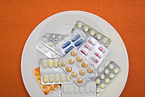 Pills and capsules with fork - food, protection quarantine, coronavirus, covid19